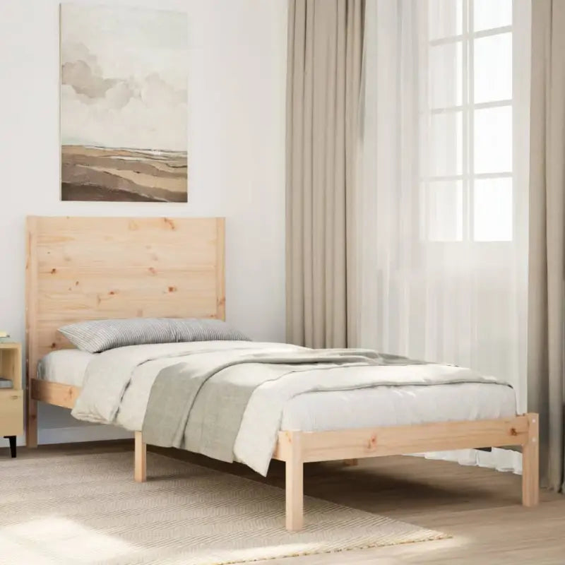 Houten bedframe van massief grenenhout met aanvullende ondersteuning - Naturel / 100 x 210 cm - Bedden & bedframes
