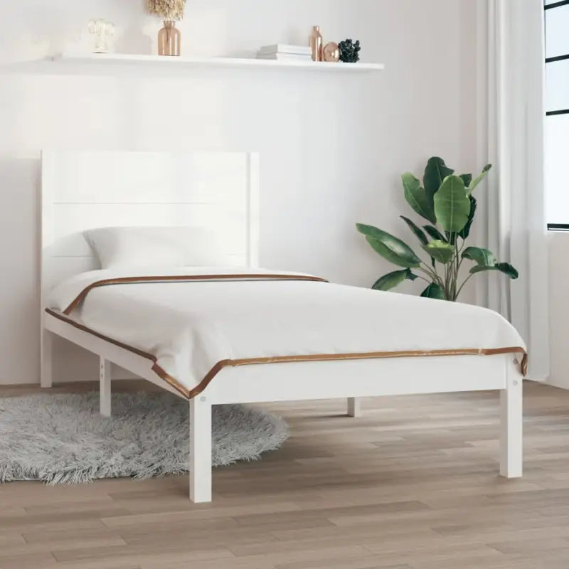 Houten bedframe van massief grenenhout met aanvullende ondersteuning - Wit / 100 x 200 cm - Bedden & bedframes