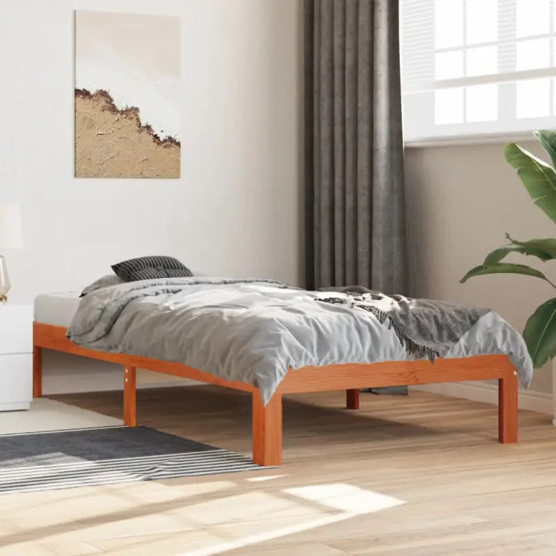 Houten bedframe van massief grenenhout met extra ondersteuning - Wasbruin / 90 x 190 cm - Bedden & bedframes