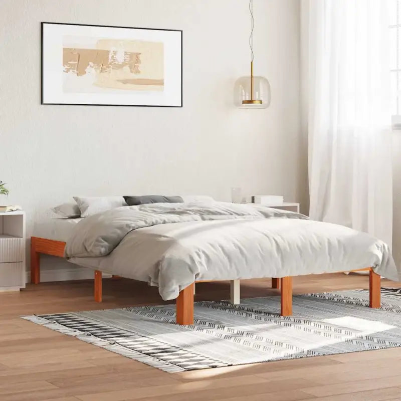 Houten bedframe van massief grenenhout met extra ondersteuning - Wasbruin / 120 x 200 cm - Bedden & bedframes