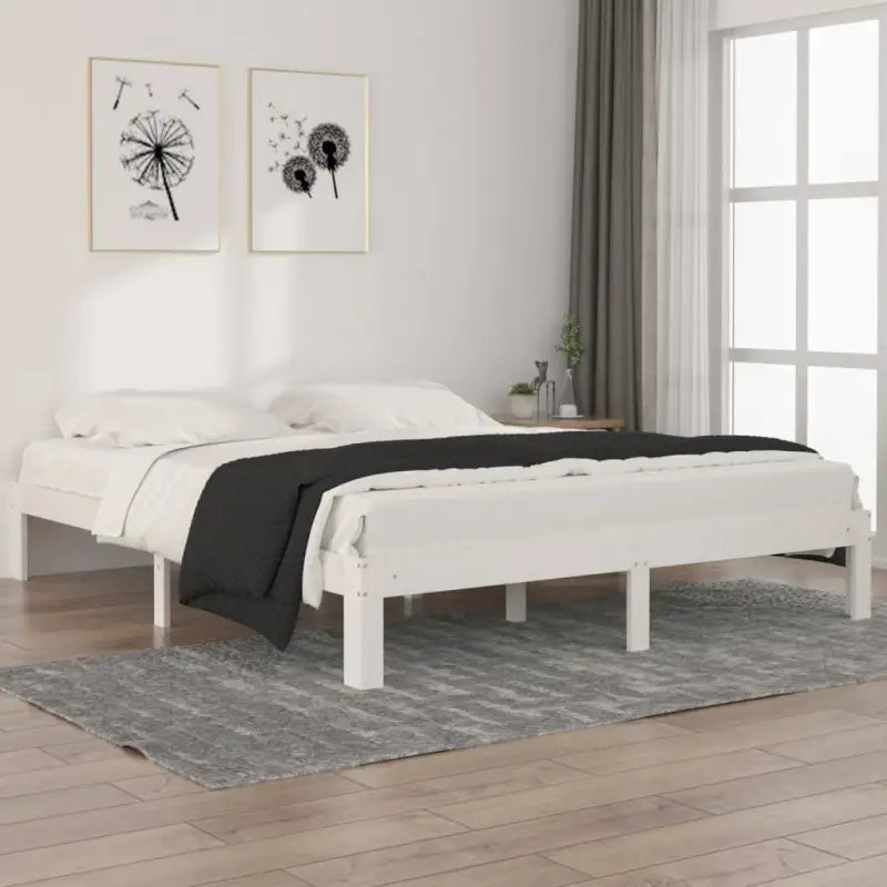 Houten bedframe van massief grenenhout met extra ondersteuning - Wit / 160 x 200 cm - Bedden & bedframes