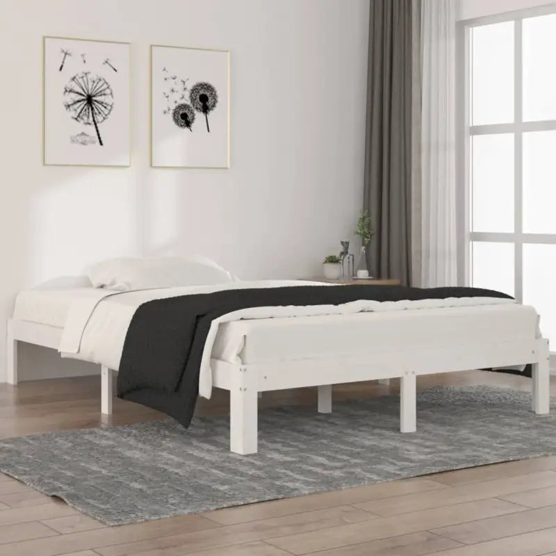 Houten bedframe van massief grenenhout met extra ondersteuning - Wit / 140 x 200 cm - Bedden & bedframes