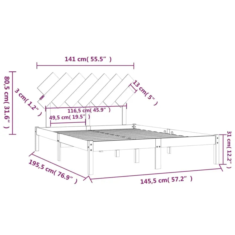 Houten bedframe van massief grenenhout met levering bevat - Bedden & bedframes
