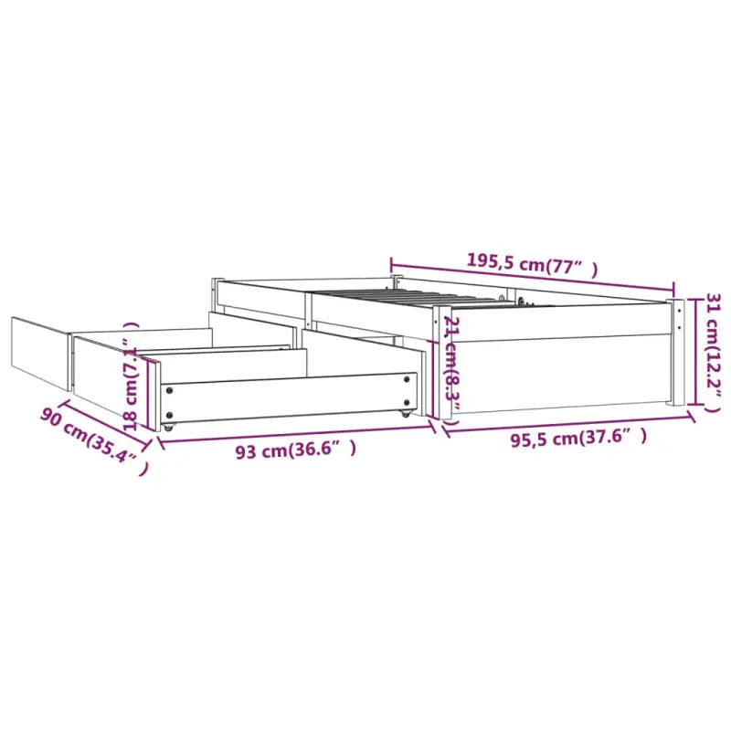 Houten bedframe van massief grenenhout met levering bevat - Bedden & bedframes