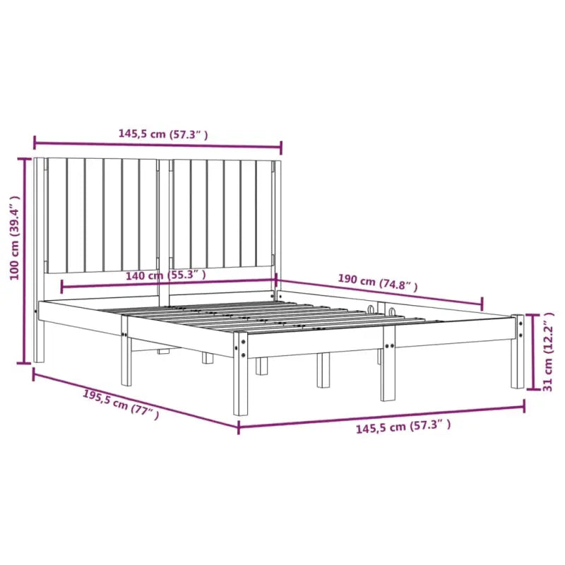 Houten bedframe van massief grenenhout met levering bevat - Bedden & bedframes