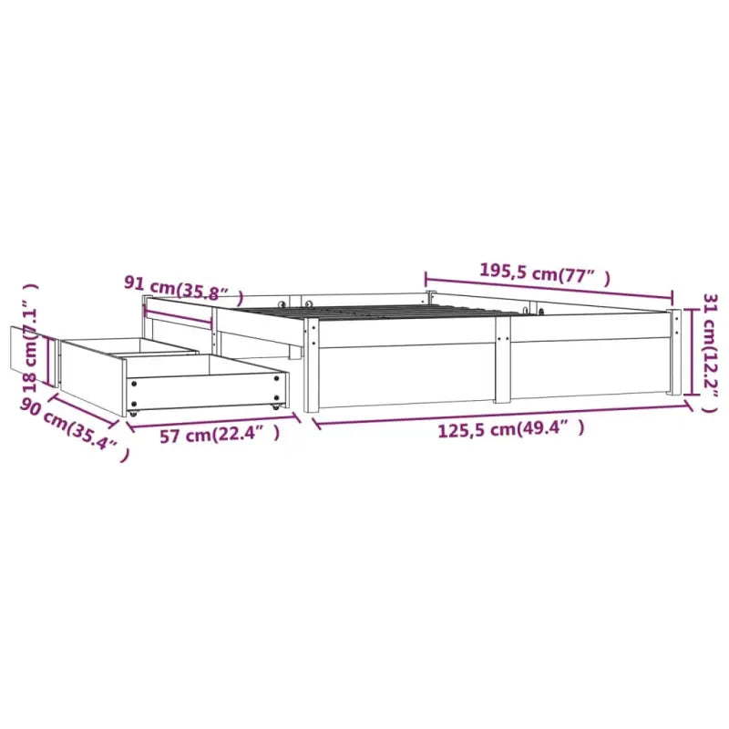 Houten bedframe van massief grenenhout met levering bevat - Bedden & bedframes