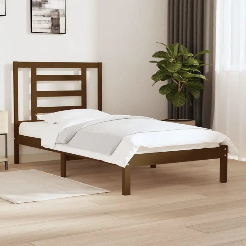 Houten bedframe van massief grenenhout met levering bevat - Honingbruin / 100 x 200 cm - Bedden & bedframes