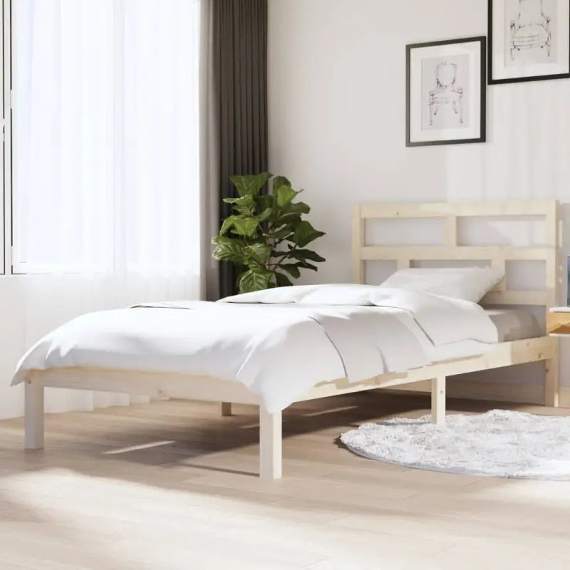 Houten Bedframe van Massief Grenenhout met Levering Bevat - Naturel / 90 x 200 cm - Bedden & bedframes