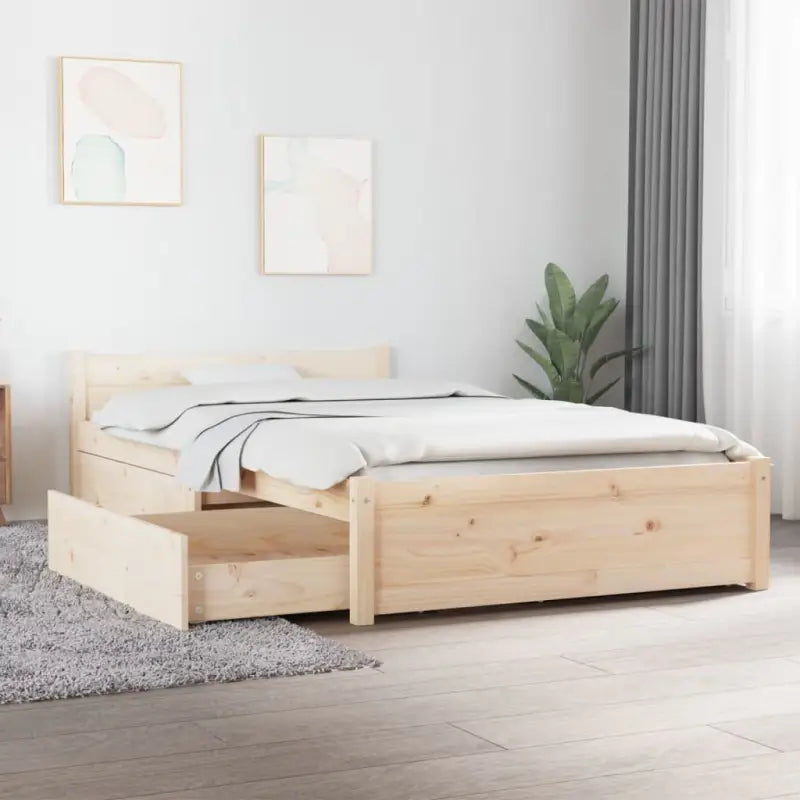 Houten bedframe van massief grenenhout met levering bevat - Naturel / 90 x 200 cm - Bedden & bedframes