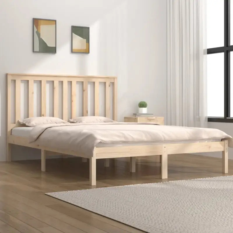 Houten bedframe van massief grenenhout met levering bevat - Naturel / 150 x 200 cm - Bedden & bedframes
