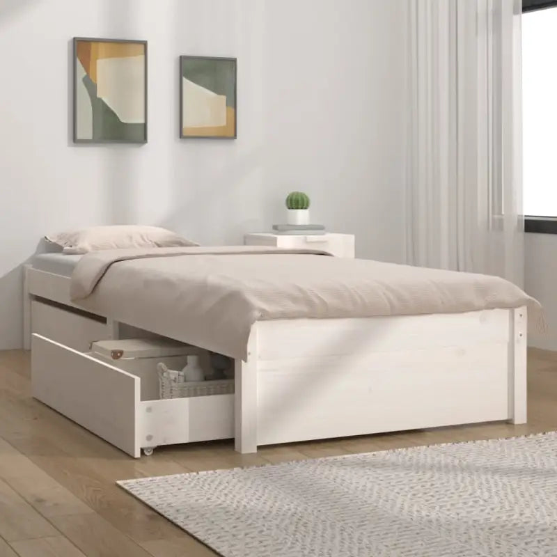 Houten bedframe van massief grenenhout met levering bevat - Wit / 100 x 200 cm - Bedden & bedframes
