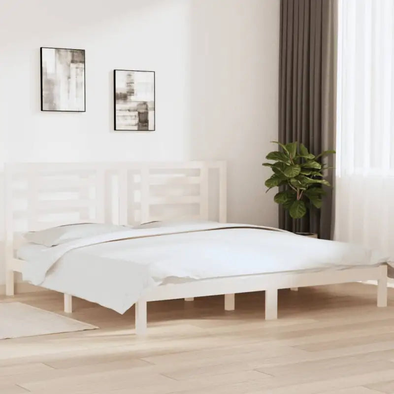 Houten bedframe van massief grenenhout met levering bevat - Wit / 200 x 200 cm - Bedden & bedframes