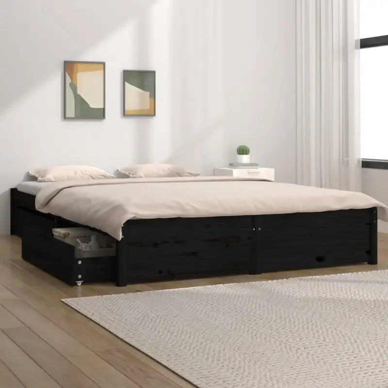 Houten bedframe van massief grenenhout met levering bevat - Zwart / 120 x 190 cm - Bedden & bedframes