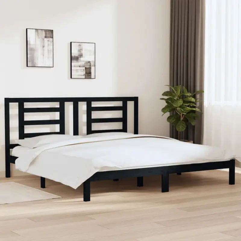 Houten bedframe van massief grenenhout met levering bevat - Zwart / 200 x 200 cm - Bedden & bedframes