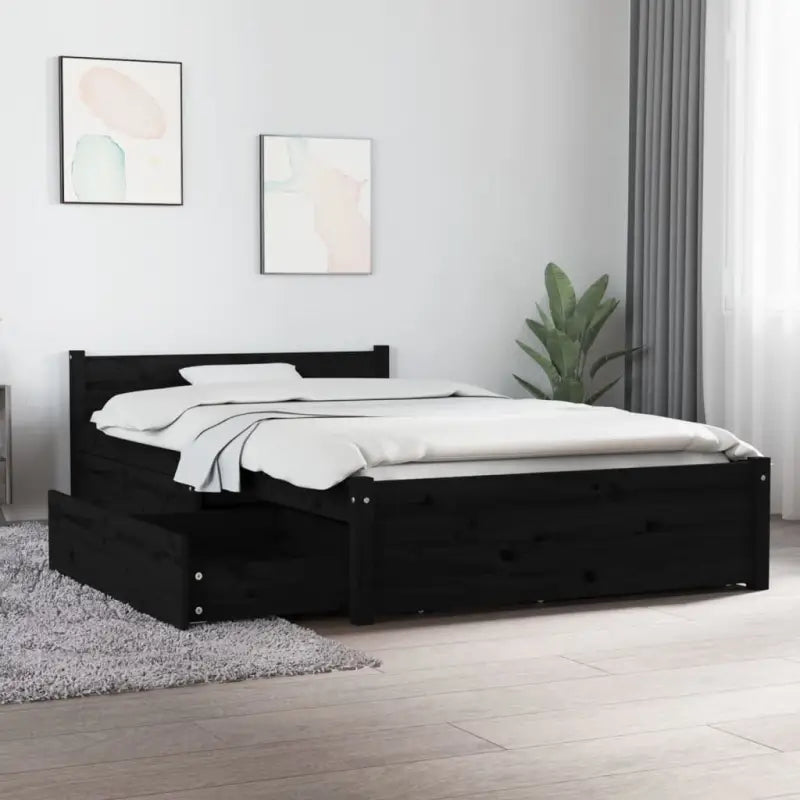 Houten bedframe van massief grenenhout met levering bevat - Zwart / 90 x 200 cm - Bedden & bedframes