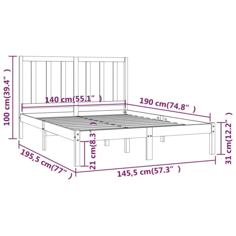 Houten bedframe van massief grenenhout met tijdloos design - Bedden & bedframes