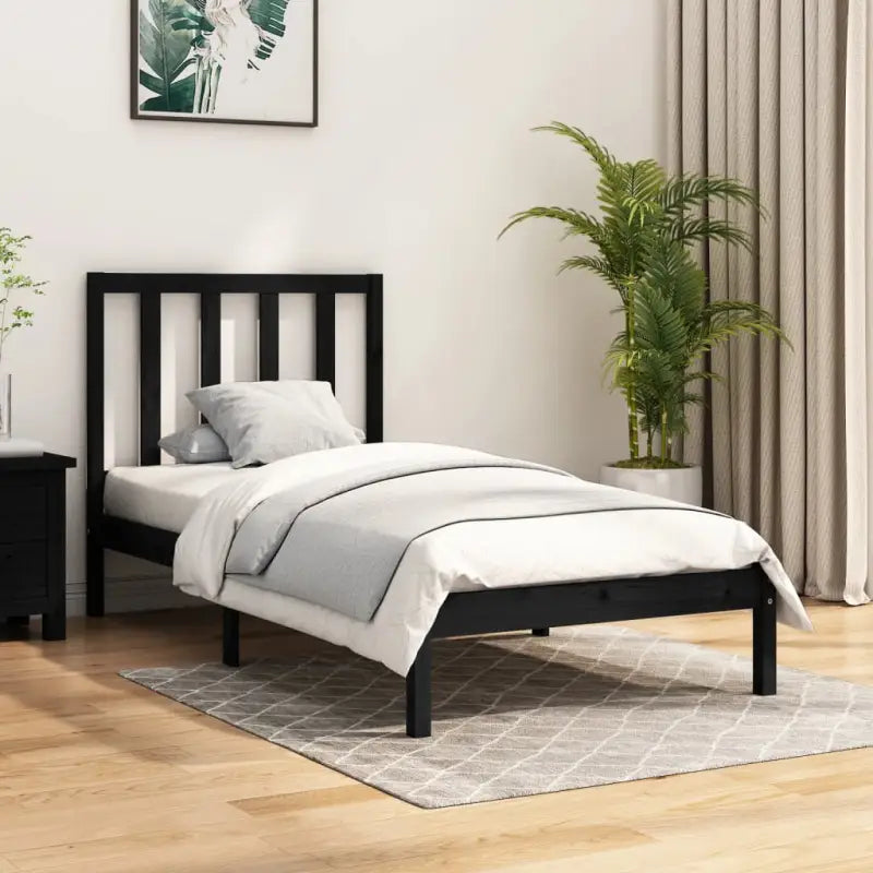 Houten bedframe van massief grenenhout met tijdloos design - Zwart / 100 x 200 cm - Bedden & bedframes