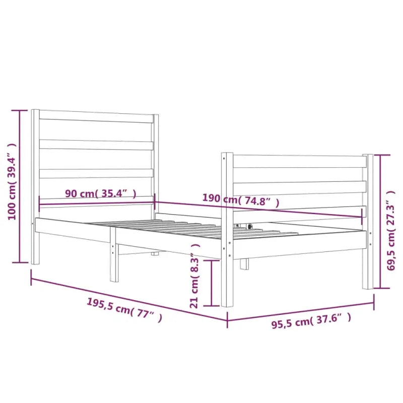 Houten bedframe van massief grenenhout met tijdloos ontwerp - Bedden & bedframes