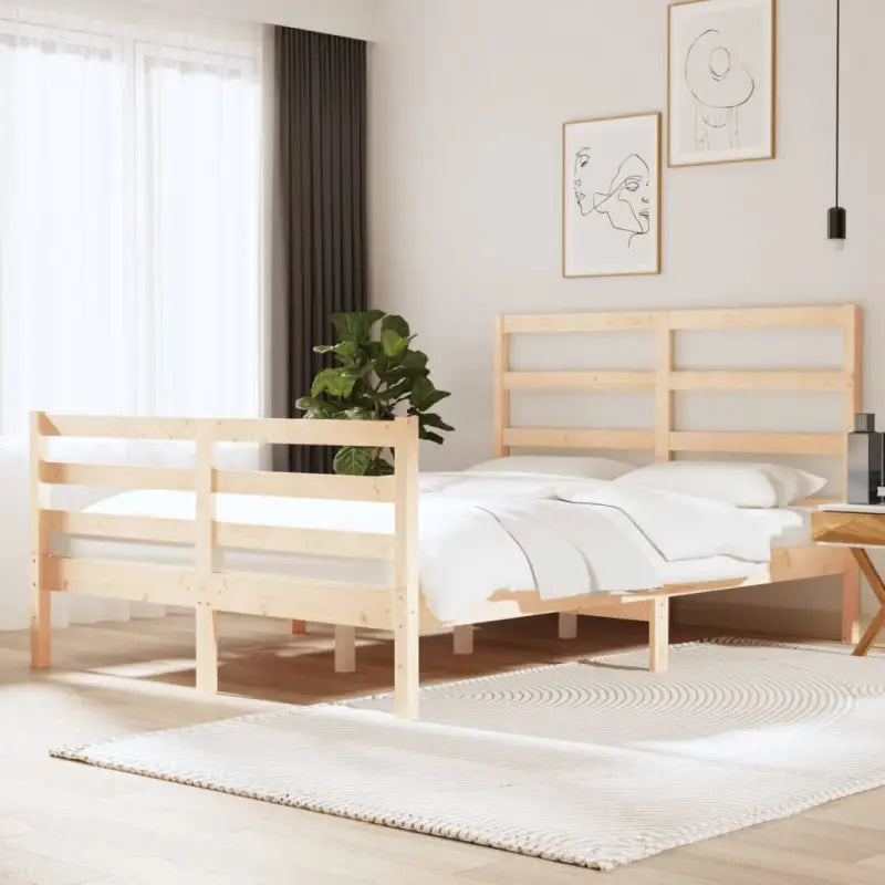 Houten bedframe van massief grenenhout met tijdloos ontwerp - Naturel / 140 x 190 cm - Bedden & bedframes