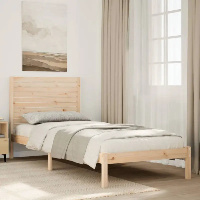 Houten bedframe van massief grenenhout met tijdloos ontwerp - Naturel / 100 x 210 cm - Bedden & bedframes