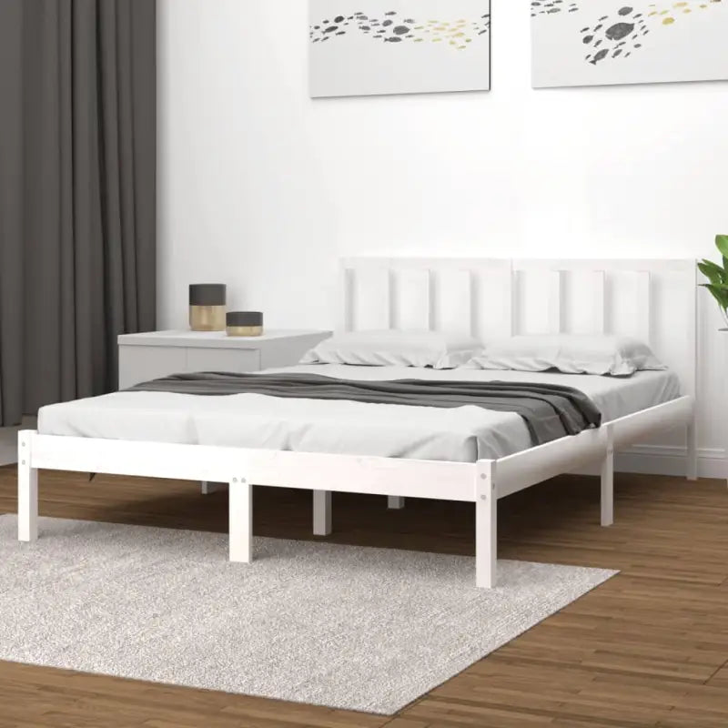 Houten bedframe van massief grenenhout met tijdloos ontwerp - Wit / 140 x 200 cm - Bedden & bedframes