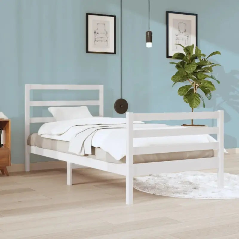 Houten bedframe van massief grenenhout met tijdloos ontwerp - Wit / 90 x 200 cm - Bedden & bedframes