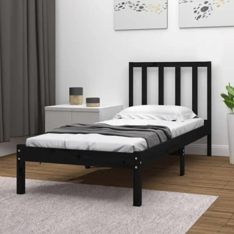 Houten bedframe van massief grenenhout met tijdloos ontwerp - Zwart / 75 x 190 cm - Bedden & bedframes