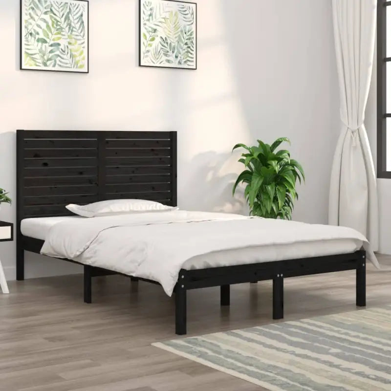 Houten bedframe van massief grenenhout met tijdloos ontwerp - Zwart / 140 x 190 cm - Bedden & bedframes