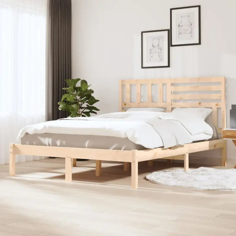 Houten bedframe van massief grenenhout voor een comfortabele nachtrust - Naturel / 135 x 190 cm - Bedden & bedframes