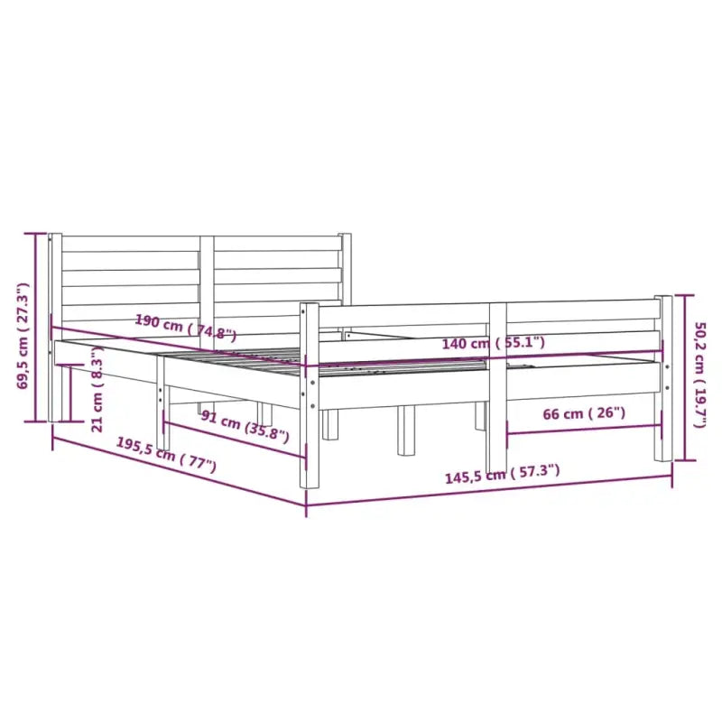 Houten bedframe van massief grenenhout voor een moderne slaapkamer - Bedden & bedframes
