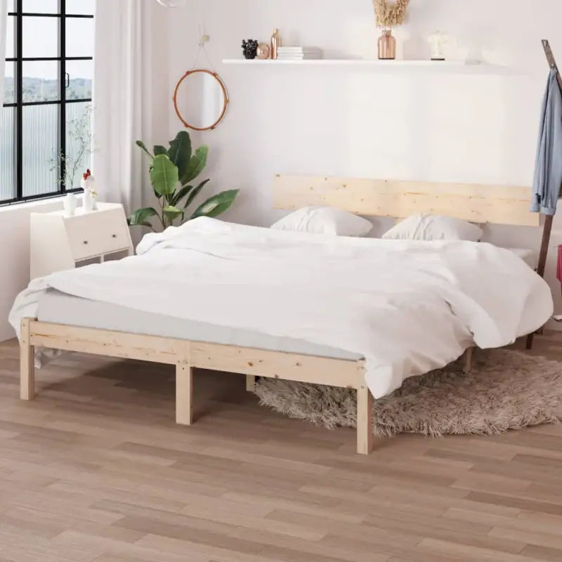 Houten bedframe van massief grenenhout voor een moderne slaapkamer - Naturel / 120 x 200 cm - Bedden & bedframes