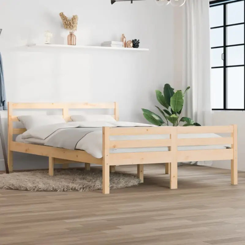 Houten bedframe van massief grenenhout voor een moderne slaapkamer - Naturel / 120 x 190 cm - Bedden & bedframes