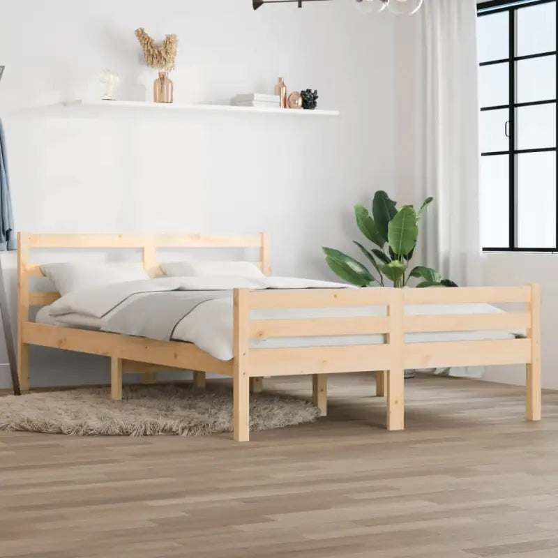 Houten bedframe van massief grenenhout voor een moderne slaapkamer - Naturel / 120 x 200 cm - Bedden & bedframes