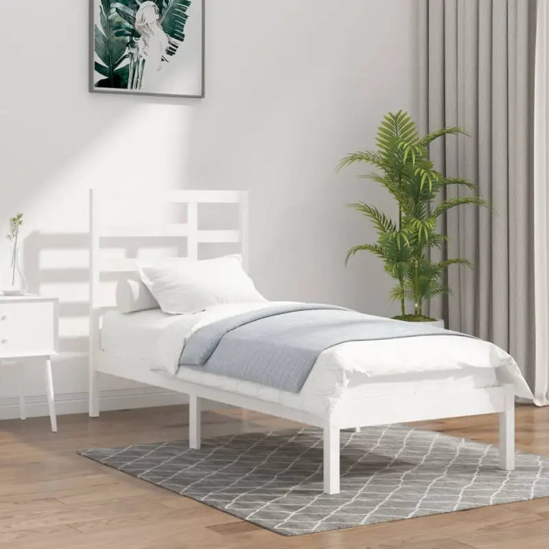 Houten bedframe van massief grenenhout voor een moderne slaapkamer - Wit / 90 x 200 cm - Bedden & bedframes