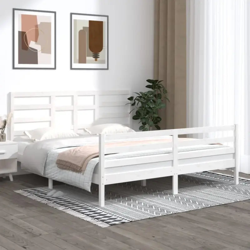 Houten bedframe van massief grenenhout voor een moderne slaapkamer - Wit / 180 x 200 cm - Bedden & bedframes