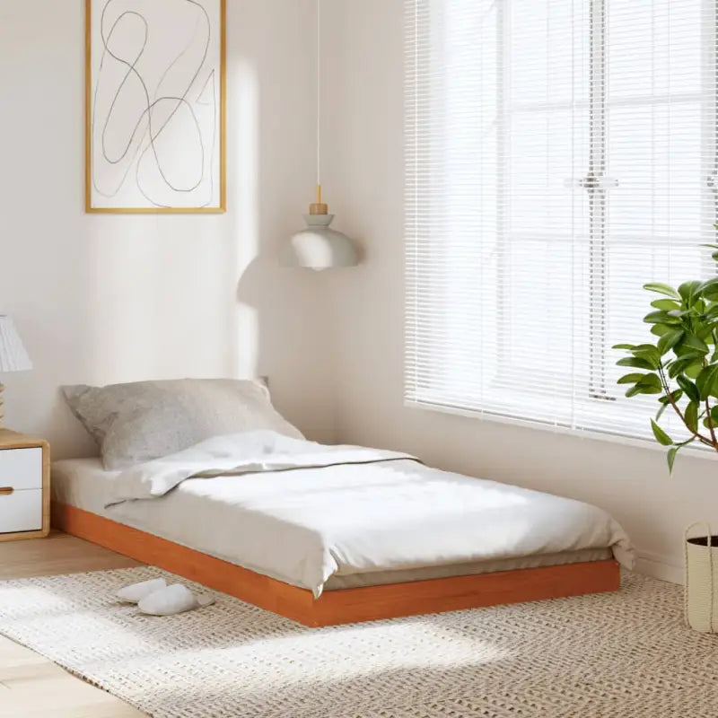Houten bedframe van massief grenenhout voor een moderne slaapkamer - Wasbruin / 100 x 200 cm - Bedden & bedframes
