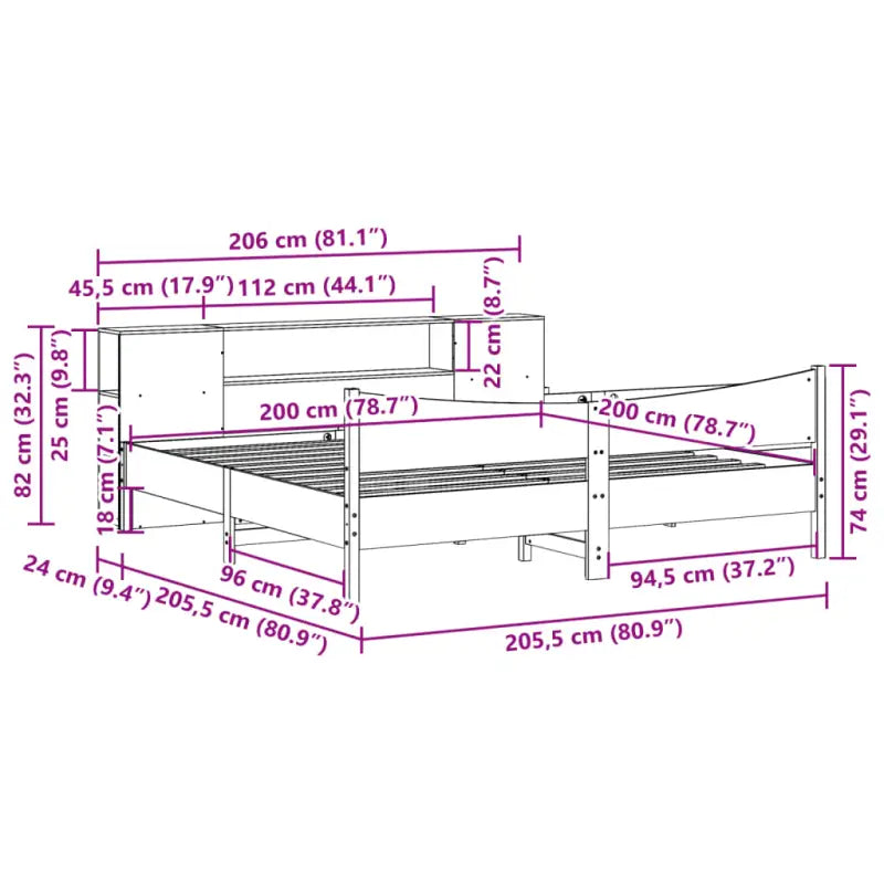 Houten bedframe van massief grenenhout voor een moderne slaapkamer - Bedden & bedframes