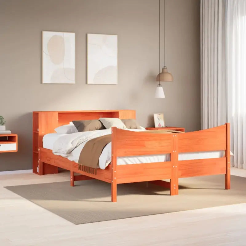 Houten bedframe van massief grenenhout voor een moderne slaapkamer - Wasbruin / 160 x 200 cm - Bedden & bedframes
