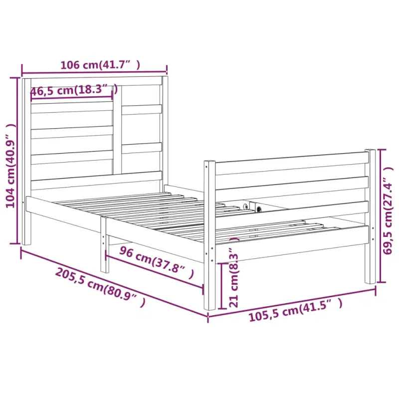 Houten bedframe van massief grenenhout voor een moderne slaapkamer - Bedden & bedframes