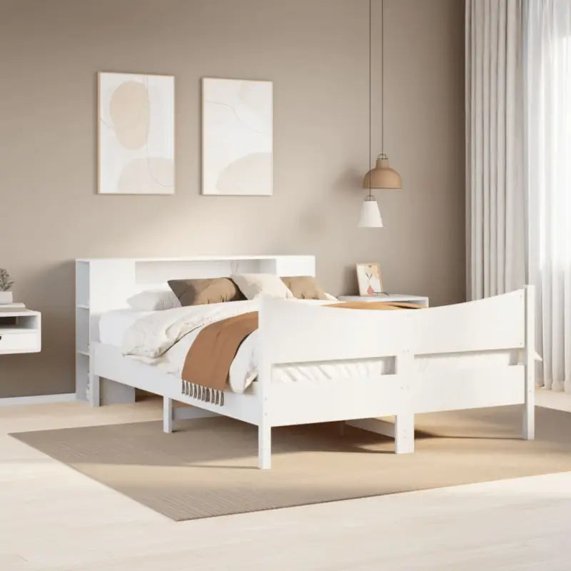 Houten bedframe van massief grenenhout voor een moderne slaapkamer - Wit / 160 x 200 cm - Bedden & bedframes