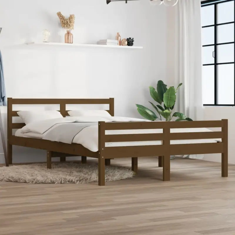 Houten bedframe van massief grenenhout voor een moderne slaapkamer - Honingbruin / 120 x 190 cm - Bedden & bedframes
