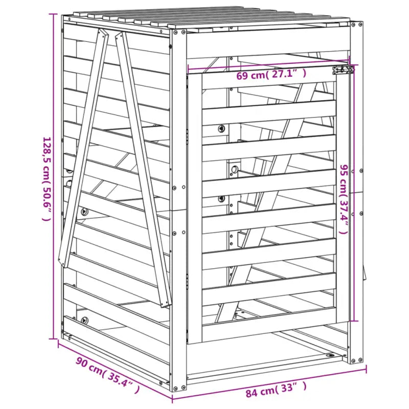 Houten berging voor afvalcontainer van massief grenenhout - Containerbergingen