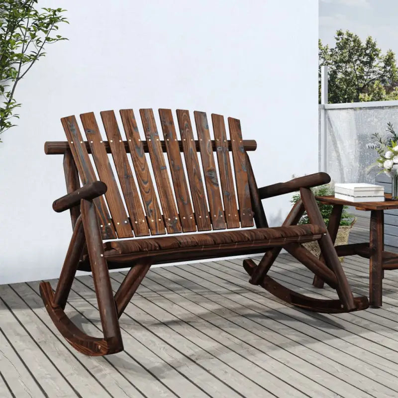 Houten bijzettafel van massief vurenhout met houten frame - Donkerbruin / 1 / Tweezitsbank - Modulaire tuinbanken