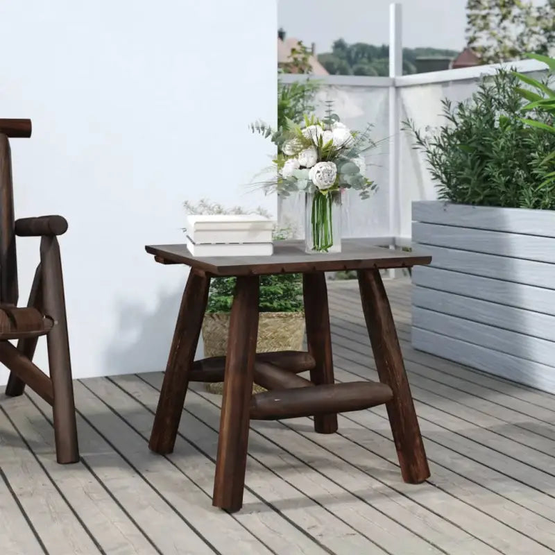 Houten bijzettafel van massief vurenhout met houten frame - Donkerbruin / 1 / Vierkante tafel - Modulaire tuinbanken