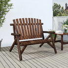 Houten bijzettafel van massief vurenhout met houten frame - Donkerbruin / 1 / Bank - Modulaire tuinbanken