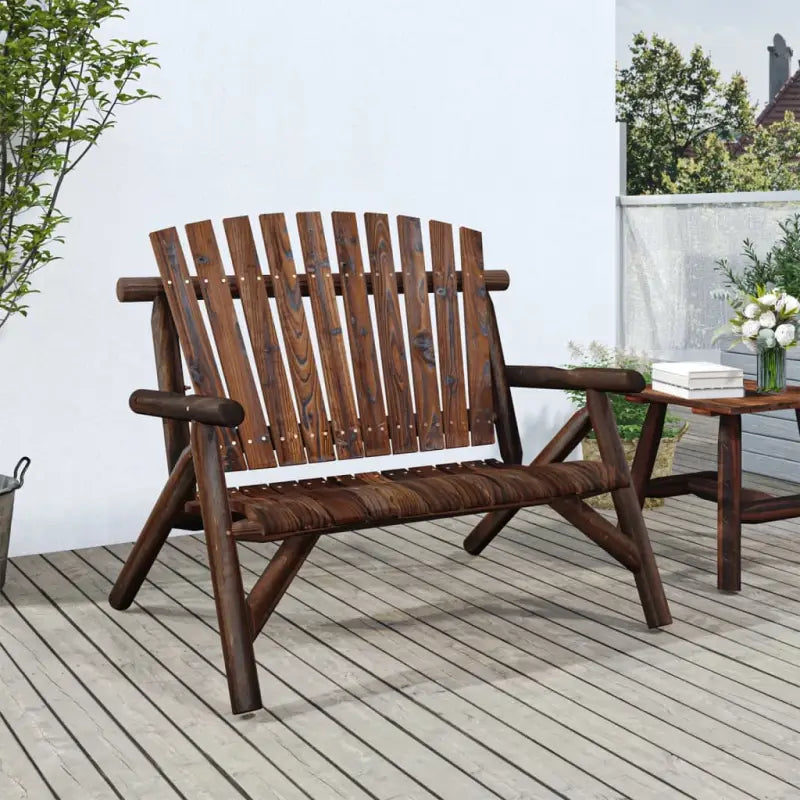 Houten bijzettafel van massief vurenhout met houten frame - Donkerbruin / 1 / Bank - Modulaire tuinbanken