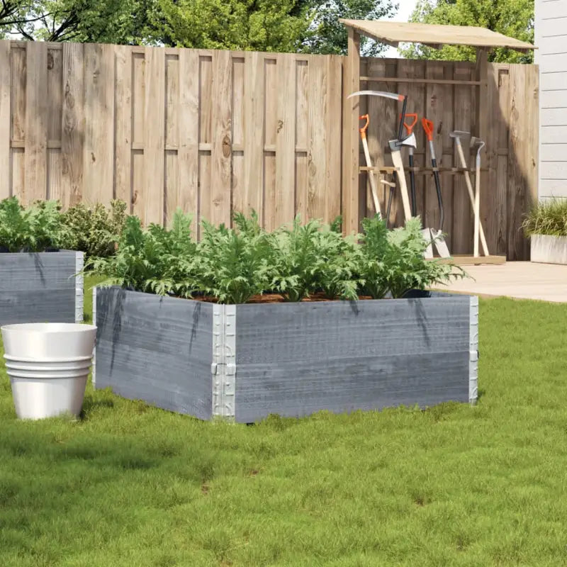 Houten bloempot van massief grenenhout met open bodem en gegalvaniseerde scharnieren - Grijs / 100 x 100 x 41 cm / 1