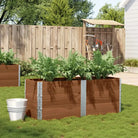 Houten bloempot van massief grenenhout met open bodem en gegalvaniseerde scharnieren - Donkerbruin / 150 x 50 x 60.5 cm