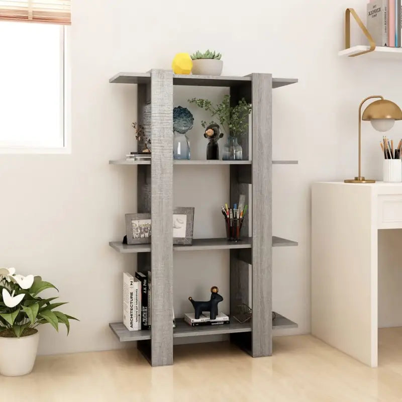 Houten boekenkast in grijs sonoma voor decoratie en praktische opbergtaken - Grijs sonoma / 1 - Boekenkasten