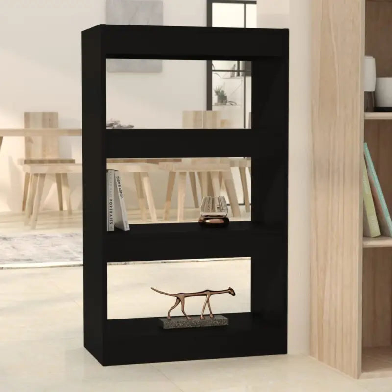 Houten boekenkast in hoogglans wit met bewerkt hout en klassiek ontwerp - Zwart / 1 - Boekenkasten